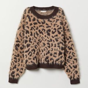 H&M Fuzzy Leopard Print Sweater